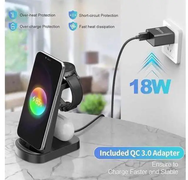 Alt view image 11 of 12 - Charging Station for Multiple Devices,3 in 1 Fast Charging Stand USB-C Charger for Galaxy Watch 5/5 Pro/4/3/Active,Galaxy S23/S22/S21/S20/S10/Note20/Note10/Z Flip 4/Z Fold 4/Galaxy Buds