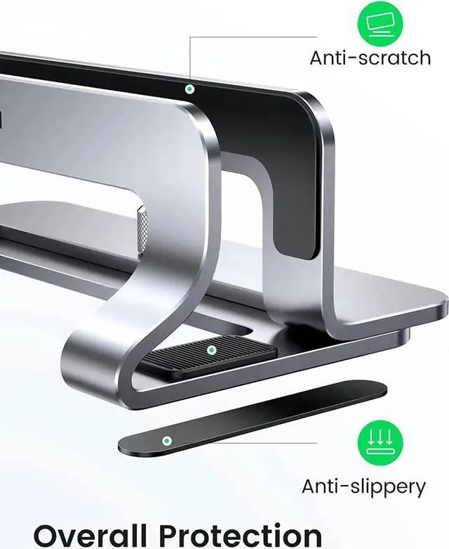Alt view image 13 of 14 - UGREEN Vertical Laptop Stand Dock Aluminum Compatible with MacBook Pro, MacBook Air Laptop Holder for Desk Vertical Adjustable for Up to 17.3 Inch Gaming Laptop, Silver Gray