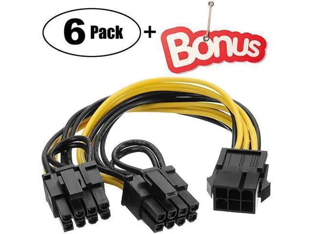 Alt view image 7 of 8 - Aomoproing PCI-e 6 Pin to Dual PCIe 8 Pin (6+2) Graphics Card PCI Express Power Adapter GPU VGA Y-Splitter Extension Cable Mining Video Card Sleeved Power Cable 9 inches 6 Pack +Bonus