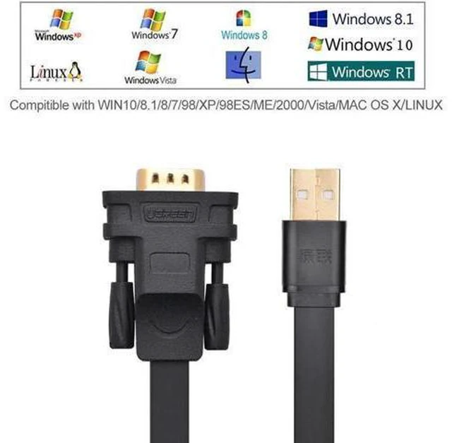 Alt view image 9 of 14 - Aomoproing UGREEN USB 2.0 to RS232 DB9 Serial Cable Male A Converter Adapter with FTDI Chipset for Windows 10, 8.1, 8, 7, Vista, XP, 2000, Linux and Mac OS X 10.6 and Above (6ft)