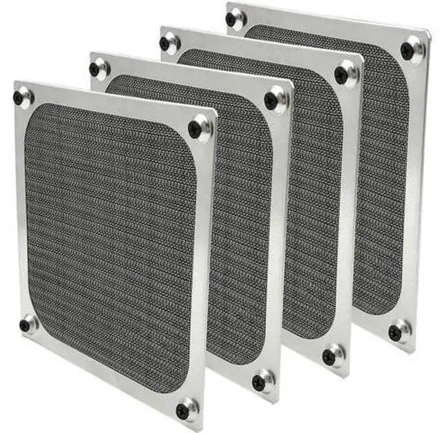 Alt view image 8 of 14 - 120mm Computer Fan Filter Grills with Screws, Ultra Fine Aluminum Mesh - 4 Pack Silver