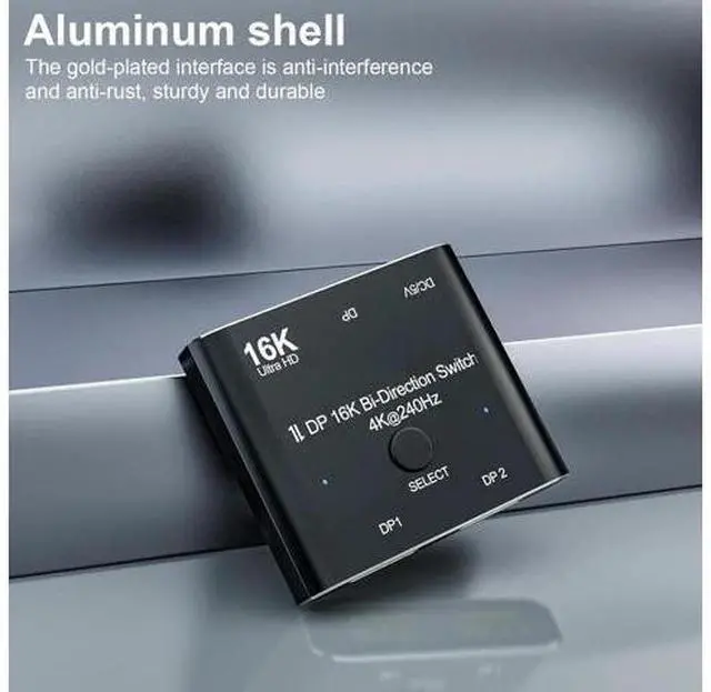 Alt view image 9 of 14 - 2 Port DisplayPort Switch, 16K@60Hz DP Switch Bi-Direction 8K@120Hz 4K@240Hz Displayport Splitter Converter for Multiple Source and displays 16K DP Video Converter