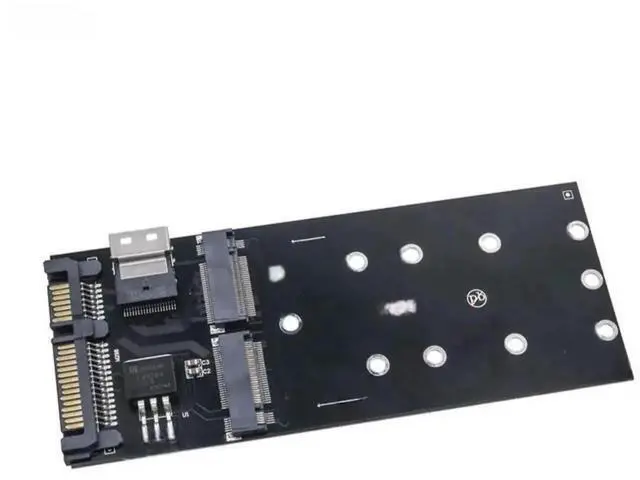 Alt view image 6 of 6 - 2-in-1 M.2 SSD Expansion Card: M.2 SATA to SATA + M.2 NVMe to SFF-8654 Adapter for Desktop Motherboard