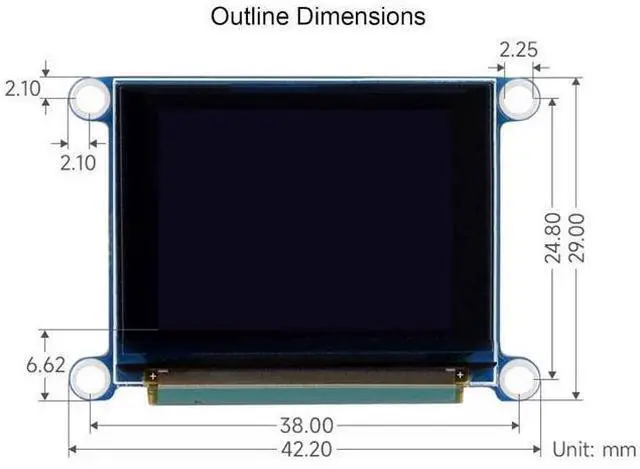 Alt view image 14 of 14 - 1.27inch RGB OLED Display Module 128×96 Resolution Screen, 262K RGB Colors SPI Interface 3.3V / 5V Operating Voltage, for Ardu/Raspberry Pi/STM32
