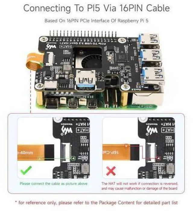 Alt view image 11 of 14 - PCIe to USB 3.2 Gen1 HAT for Raspberry Pi 5, PCIe to USB HUB, 4X High Speed USB Ports, No Driver Required, Plug and Play, HAT + Standard