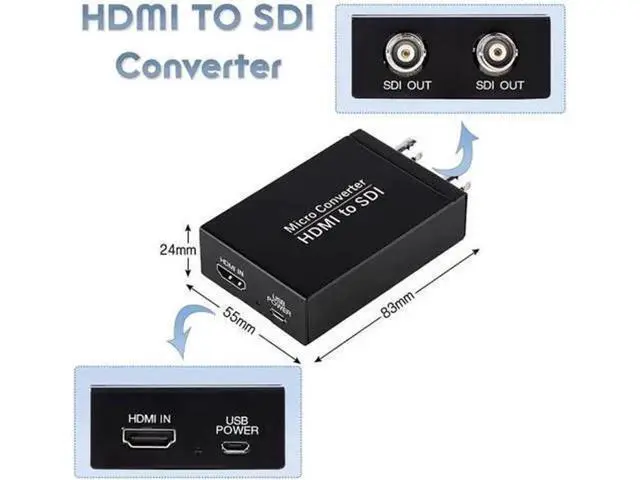 Alt view image 8 of 12 - AOMOPROING HDMI to SDI, HDMI to SDI Converter Two SDI Output Audio Embedder Support HDMI 1.3, 3G/ HD-SDI Auto Format Detection Extender for Camera CCTV (Black)