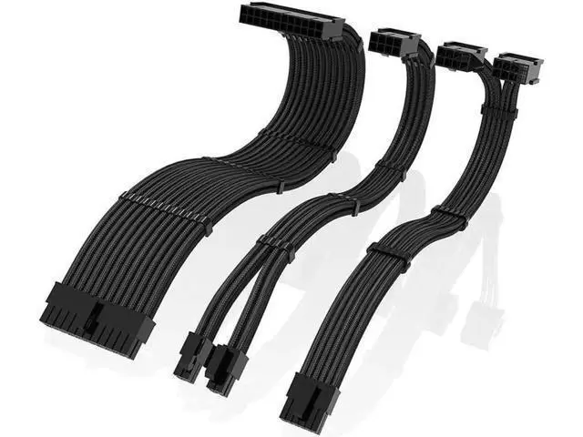 Alt view image 8 of 13 - Aomoproing PSU Cable Extension Kit,16AWG and 18AWG Sleeved Cable Custom Mod for Nvidia 30' Series FE GPU Build, PC Power Supply PET Braided Extension Cable Kit with Comb- 300MM -Black