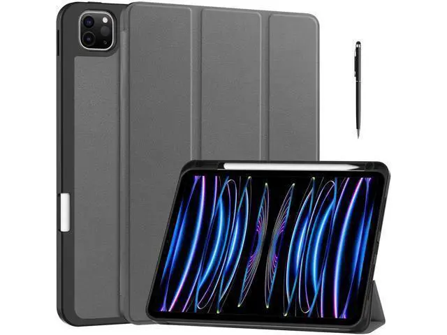 Alt view image 8 of 14 - Case for iPad Pro 11 Inch 2022 2021 2020 2018, Slim Smart Stand Cover for for iPad Pro 11 4th Gen 2022/3rd Gen 2021/ 2nd Gen 2020/1st Gen 2018 with Pencil Holder, Universal Stylus Pen Grey