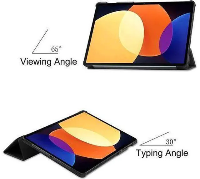 Alt view image 13 of 14 - Case for Xiaomi Pad 5 Pro 12.4 inch 2022, Tri fold Slim Lightweight Hard Shell Smart Protective Cover with Multi-Angle Stand, Universal Stylus Pen