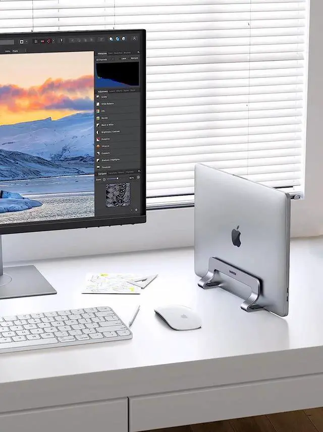 Alt view image 14 of 14 - UGREEN Vertical Laptop Stand Dock Aluminum Compatible with MacBook Pro, MacBook Air Laptop Holder for Desk Vertical Adjustable for Up to 17.3 Inch Gaming Laptop, Silver Gray
