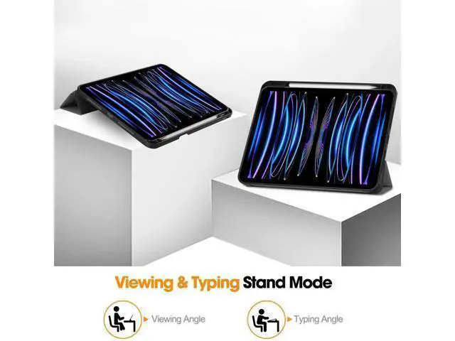 Alt view image 9 of 14 - Case for iPad Pro 11 Inch 2022 2021 2020 2018, Slim Smart Stand Cover for for iPad Pro 11 4th Gen 2022/3rd Gen 2021/ 2nd Gen 2020/1st Gen 2018 with Pencil Holder, Universal Stylus Pen Grey