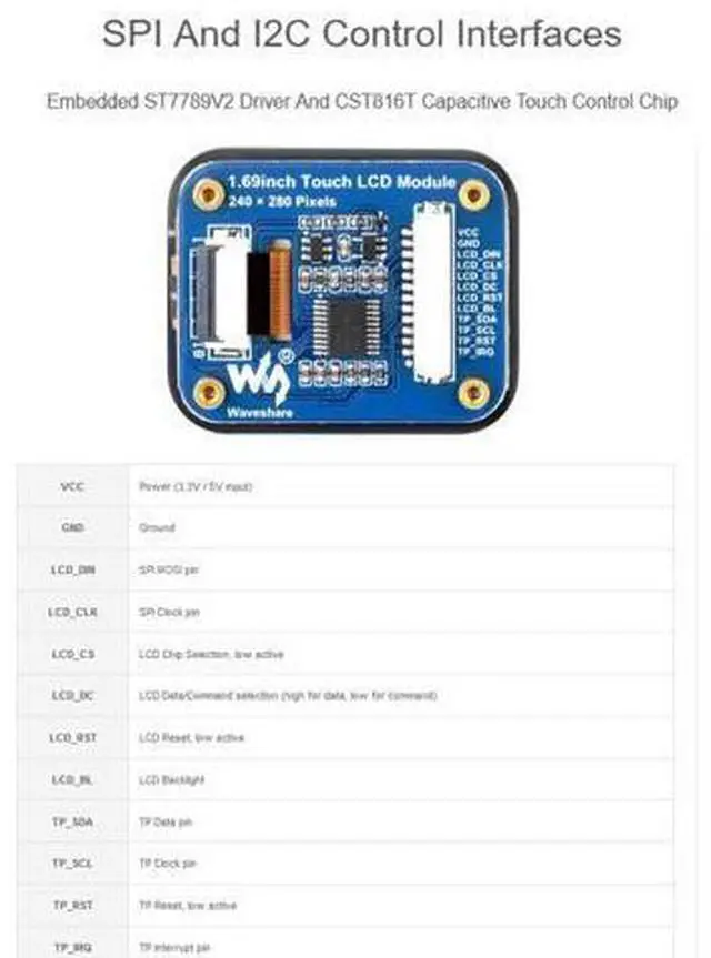 Alt view image 12 of 14 - 1.69inch Touch Round LCD Display Module 240×280 Resolution, IPS Screen 262K Display Color SPI and I2C Communication for Raspberry Pi/Raspberry Pi Pico/ESP32S3/Arduino/STM32