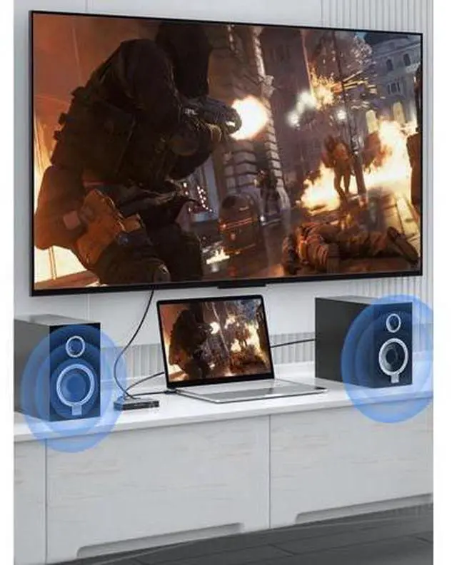 Alt view image 13 of 14 - HDMI Splitter 1 in 2 Out -ESTONE 1x2 HDMI Display Duplicate/Mirror - Powered Splitter 4K 120Hz, 8K @ 60Hz (One Input To Two Outputs) - 1 Source to 2 Identical Displays