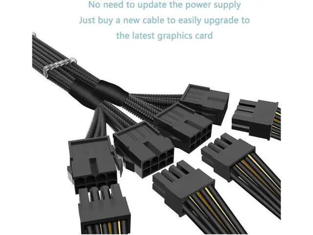 Alt view image 9 of 12 - RTX 4090 4080 4070TI 16Pin(12+4) to 4x8Pin PCI-E 5.0 Sleeved Extension Cable,12Pin to 4x8Pin Compatible 4090 4080 4070TI Series and RTX3090ti,14inch with Cable Combs (16AWG/White) Black