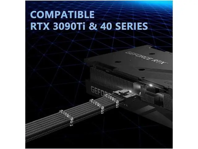 Alt view image 12 of 12 - RTX 4090 4080 4070TI 16Pin(12+4) to 4x8Pin PCI-E 5.0 Sleeved Extension Cable,12Pin to 4x8Pin Compatible 4090 4080 4070TI Series and RTX3090ti,14inch with Cable Combs (16AWG/White) Black