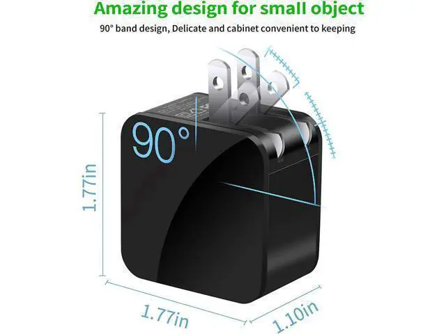 Alt view image 11 of 14 - Wall Charger Digital Travel Charger 2.4A Dual USB Port Charge Power Adapter with LED Display,IC Smart Explosion Protection and Foldable Plug,for iPhone,Android,Power Bank and More (Black)