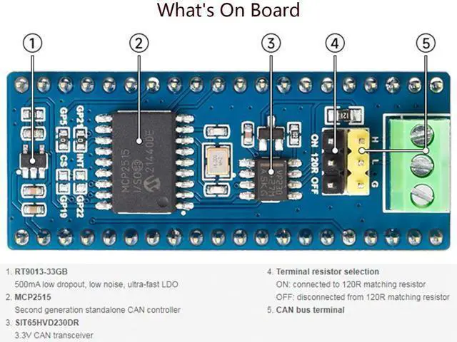 Alt view image 12 of 14 - CAN Bus Module for Raspberry Pi Pico/Pico W, Enabling Long Range Communication Through SPI