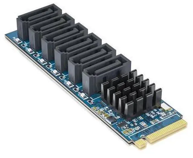 Alt view image 12 of 12 - M.2 to 6 Port SATA Adapter (M Key), ASM1166 Chip, 6X SATA 3.0 Expansion Card for Desktop PC, Supports SSD/HDD, Plug & Play, Non-RAID, Multi-OS Compatible