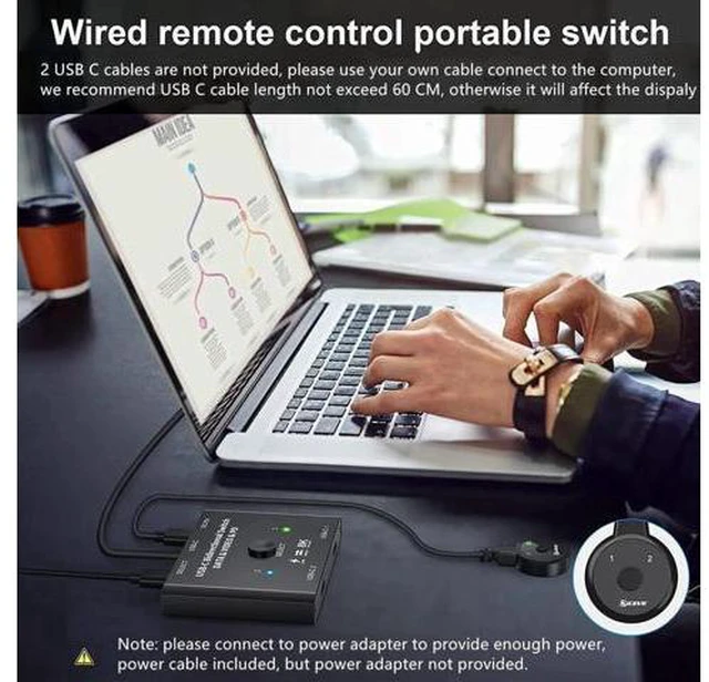Alt view image 10 of 14 - USB C Switch 2 in 1 Out or 1 in 2 Out, Bi-Directional USB Type C KVM Switch Support 8K @60Hz 4K @120Hz Video/10Gbps Data Transfer/100W Charging,Compatible with Thunderbolt Device
