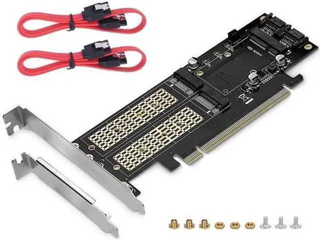 Alt view image 10 of 12 - 3 in 1 SSD Adapter Card, M.2 NVMe to PCIe + M.2 SATA to SATA III + mSATA to SATA Converter, Multi-Function NGFF mSATA Expansion Card for Desktop PC