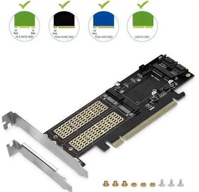 Alt view image 9 of 12 - 3 in 1 SSD Adapter Card, M.2 NVMe to PCIe + M.2 SATA to SATA III + mSATA to SATA Converter, Multi-Function NGFF mSATA Expansion Card for Desktop PC