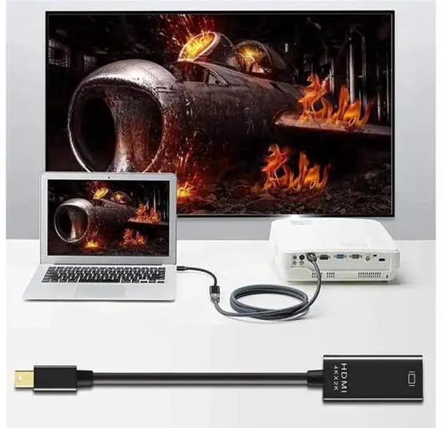 Alt view image 9 of 14 - AOMOPROING Pasow Mini DisplayPort to HDMI Adapter, Mini DP Thunderbolt to HDMI Converter 4K Compatible for MacBook Air / Pro,UHD Monitor / TV / Projector (Black)