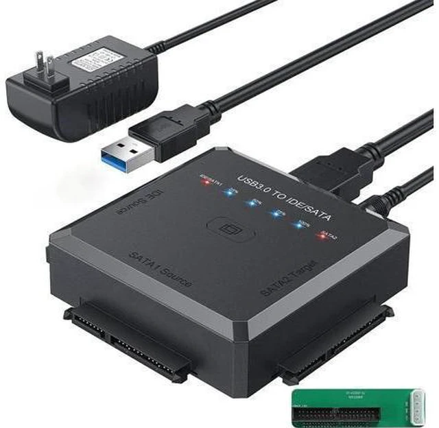 Alt view image 8 of 14 - USB 3.0 to SATA IDE Adapter Cable w/One Touch Backup, External Hard Drive Reader for Universal 2.5" 3.5" SSD HDD CD/DVD Optical Drives, Data Recovery Converter w/12V/2A Power Adapter