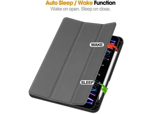 Alt view image 11 of 14 - Case for iPad Pro 11 Inch 2022 2021 2020 2018, Slim Smart Stand Cover for for iPad Pro 11 4th Gen 2022/3rd Gen 2021/ 2nd Gen 2020/1st Gen 2018 with Pencil Holder, Universal Stylus Pen Grey