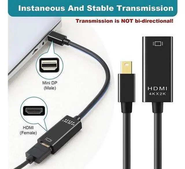 Alt view image 11 of 14 - AOMOPROING Pasow Mini DisplayPort to HDMI Adapter, Mini DP Thunderbolt to HDMI Converter 4K Compatible for MacBook Air / Pro,UHD Monitor / TV / Projector (Black)