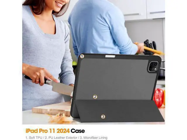 Alt view image 13 of 14 - Case for iPad Pro 11 Inch 2022 2021 2020 2018, Slim Smart Stand Cover for for iPad Pro 11 4th Gen 2022/3rd Gen 2021/ 2nd Gen 2020/1st Gen 2018 with Pencil Holder, Universal Stylus Pen Grey