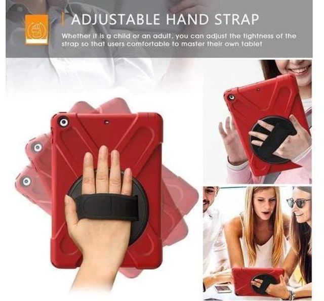 Alt view image 10 of 14 - iPad Air 1st Genearton Case for Kids 2013 | iPad Air First Generation Case Rugged Shockproof | Three Layer Durable Case with Stand Hand Shoulder Strap for iPad Air 1 A1474 A1475 A1476 Red
