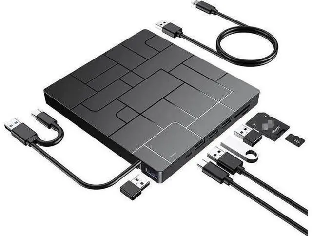Alt view image 8 of 14 - New Upgraded External DVD Drive for Laptop, USB 3.0 Portable CD/DVD +/-RW Drive/DVD Player with 4 USB Ports & 2 SD Card Slots & 1 Type-C Ports Maximum 24x CD Write/Read Speed for Notebook OS Windows