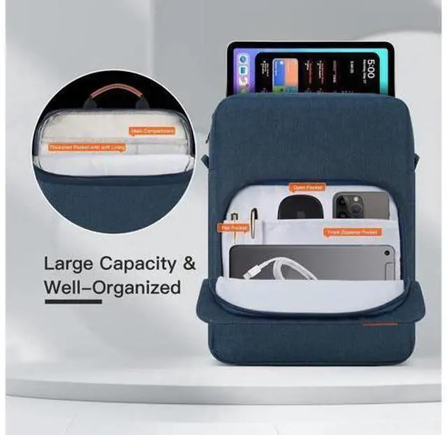 Alt view image 10 of 14 - 9-11 Inch Tablet Shoulder Bag Carrying Case for 11" iPad Pro M4/ iPad Air 11" M3 M2 2025 2024, iPad A16 11" 2025, New Amazon Fire Max 11/10.1" Fire HD 10 Plus, Vertical Laptop Sleeve Handbag