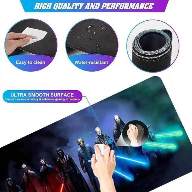 Alt view image 13 of 14 - Extra Large Gaming Mouse Pad Custom Mousepad with Non-Slip Rubber Base Stitched Edges Mouse Mat Washable Desk Pad Portable Computer Keyboard & Mice Combo Pads 31.5x15.7 Inch
