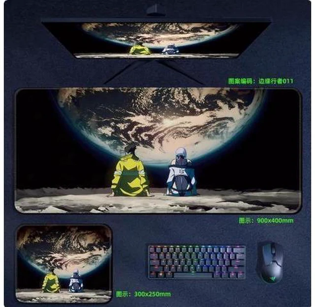 Alt view image 4 of 6 - Cyberpunk:Edgerunners anime mouse pad Extended Gaming Mouse Pad with Stitched Edges Large Mouse pad with Non-Slip Rubber Base for Work & Gaming, Offi ce & Home,
