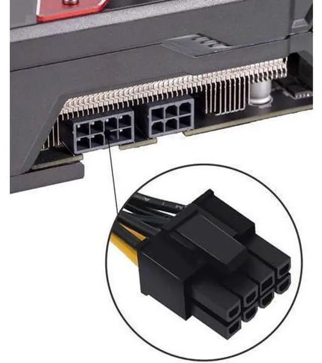 Alt view image 11 of 12 - Aomoproing (2-Pack) 8 Pin PCIe Splitter Cable, GPU VGA PCIe 8 Pin Female to Dual 8 Pin (6+2) Male PCI Express Power Adapter Braided Extension 9 inches (23cm)
