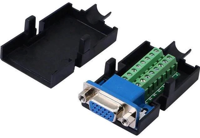 Alt view image 9 of 12 - Aomoproing VGA DB15 Solderless Connector 3+9 D-SUB 15 Pin VGA 3 Row Breakout Board Adaptor with Case+Screwdriver(2-Pack Fmale)