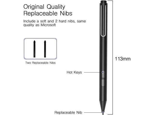 Alt view image 12 of 14 - Stylus pen for Surface Microsoft Certified Stylus Pen 1024 Levels Pressure, Palm Rejection, HB Tip, with AAAA Battery, for Surface Pro X 7 6 5 4 3 Surface Laptop 3 2 1 Surface Book 2 1,Surface Go