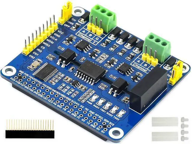Alt view image 7 of 12 - 2-Channel Isolated RS485 Expansion HAT, SC16IS752+SP3485 Dual Chip, SPI to RS485, Up to 921600bps, Raspberry Pi 4B/3B+/3B/2B/Zero/Zero W HAT