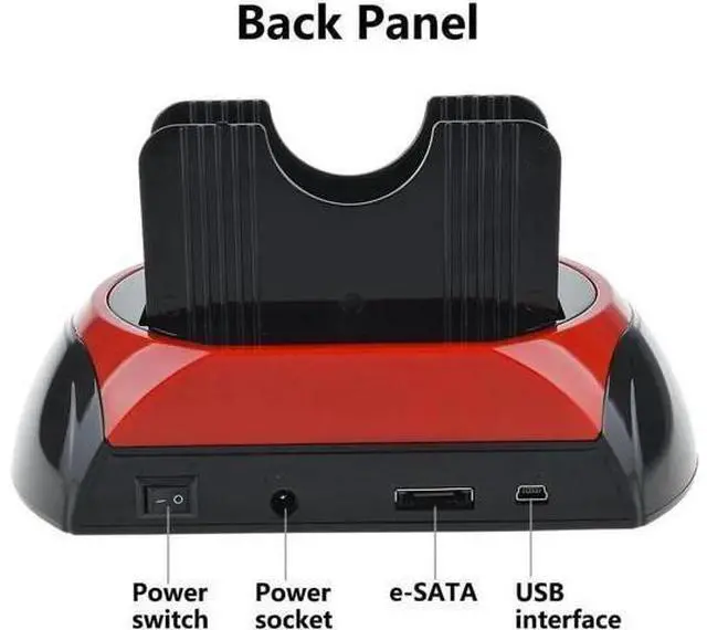 Alt view image 9 of 14 - Hard Drive Docking Station, USB 2.0 to 2.5 3.5 Inch SATA IDE Dual Slots External Enclosure with All in 1 Card Reader and USB 2.0 Hub for 2.5" 3.5" IDE SATA I/II/III HDD SSD