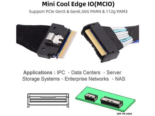 Alt view image 10 of 14 - 50cm PCIe 5.0 MCIO Slimline 8i 74Pin Male to SFF-8654 SAS 4.0 74Pin Male Extension Cable
