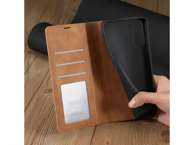 Alt view image 11 of 14 - Case for Samsung Galaxy S25 Plus 6.7 inch Premium PU Leather Phone Cover with Card Holder Stand, Shockproof Flip Wallet Cover Brown