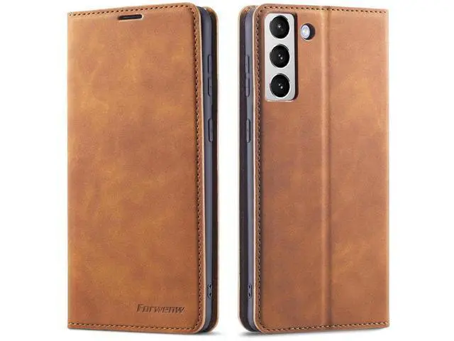 Alt view image 8 of 14 - Case for Samsung Galaxy S25 Plus 6.7 inch Premium PU Leather Phone Cover with Card Holder Stand, Shockproof Flip Wallet Cover Brown