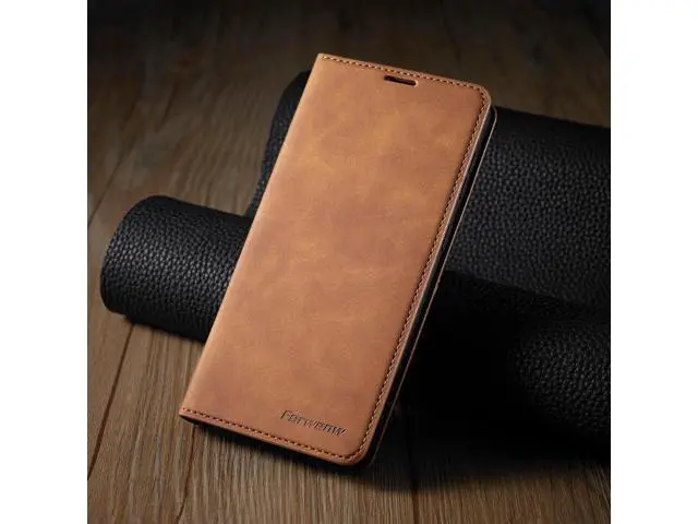 Alt view image 9 of 14 - Case for Samsung Galaxy S25 Plus 6.7 inch Premium PU Leather Phone Cover with Card Holder Stand, Shockproof Flip Wallet Cover Brown