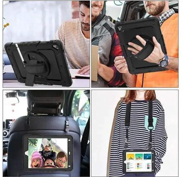 Alt view image 9 of 14 - iPad 6th 5th Generation Case New iPad 9.7 Inch 2018 2017 Case Full-body Shock Proof Hybrid Armor Protective Case Cover with 360 Rotating Stand & Strap for Apple iPad 5th / 6th iPad Air 2 iPad Pro 9.7