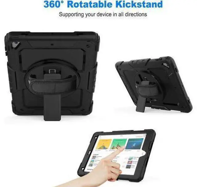 Alt view image 13 of 14 - iPad 6th 5th Generation Case New iPad 9.7 Inch 2018 2017 Case Full-body Shock Proof Hybrid Armor Protective Case Cover with 360 Rotating Stand & Strap for Apple iPad 5th / 6th iPad Air 2 iPad Pro 9.7