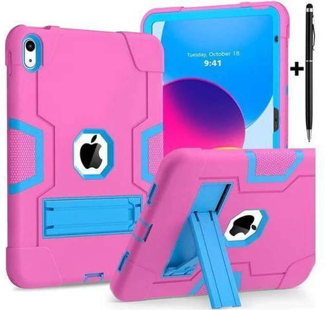 Alt view image 8 of 14 - iPad 10th Generation Case, iPad 10th Generation Case 2022, Protective Case for iPad 10th Generation with Kickstands + Stylus Pen, Shockproof Cover for New iPad 10.9 Inch Case 2022 Rose Red