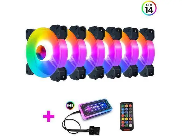 Alt view image 8 of 14 - 14cm ARGB Fan 140mm Case Fan with Music Controller Support AURA SYNC Computer Cooler Cooling RGB Case Fans 14cm