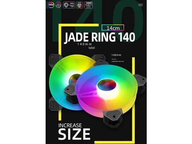 Alt view image 9 of 14 - 14cm ARGB Fan 140mm Case Fan with Music Controller Support AURA SYNC Computer Cooler Cooling RGB Case Fans 14cm