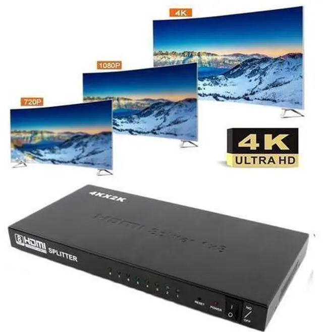 Alt view image 9 of 14 - Hdmi Splitter 4k 1 in 8 Out 4K and 3D Hdmi Splitter Box, Support 4K x 2K@30Hz 1080P Full HD 3D for Ps4 / Xbox One/Fire TV/Apple TV/Sky Box/Stb/DVD/Laptop/Blue ray
